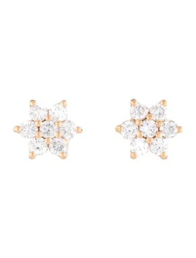 Pre-owned Ginette Ny 18k Diamond Stud Earrings In Multicolor