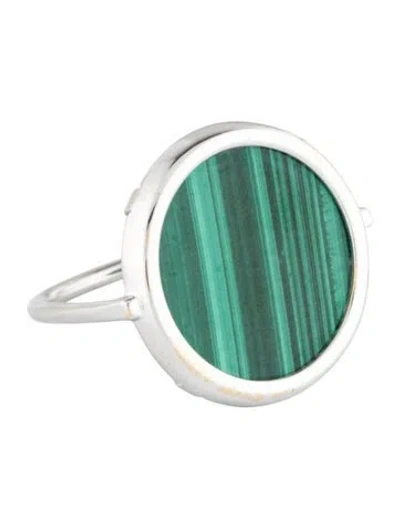 Pre-owned Ginette Ny 18k Ever Malachite Disc Ring In Green