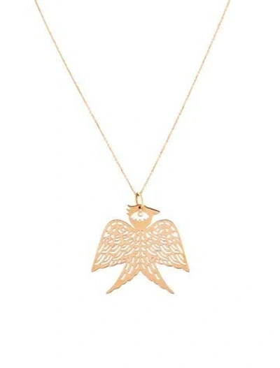 Pre-owned Ginette Ny 18k Georgia Bird Pendant Necklace, 17" In Multicolor