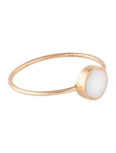 Pre-owned Ginette Ny 18k Glass Mini Ever Disc Ring In White
