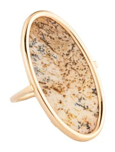 Pre-owned Ginette Ny 18k Jasper Ellipse Picture Ring In Brown/neutrals