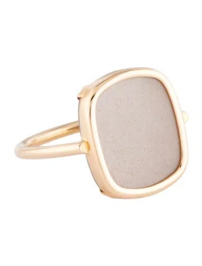 Pre-owned Ginette Ny 18k Moonstone Cocktail Ring In Grey/neutrals