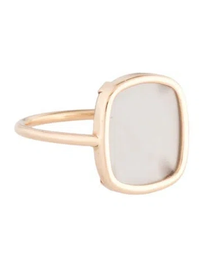 Pre-owned Ginette Ny 18k Moonstone Cocktail Ring In Grey/neutrals