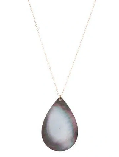 Pre-owned Ginette Ny 18k Mother Of Pearl Pendant Necklace, 20" In Multicolor