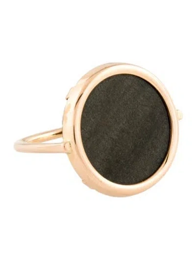 Pre-owned Ginette Ny 18k Obsidian Disc Cocktail Ring In Multicolor