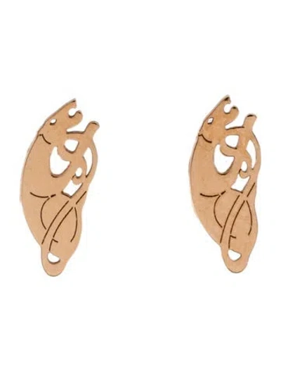 Pre-owned Ginette Ny 18k Panther Stud Earrings In Multicolor