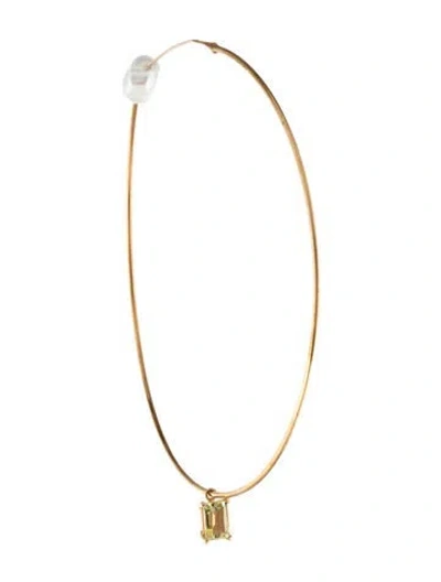 Pre-owned Ginette Ny 18k Pearl & Quartz Solo Jumbo Single Hoop Earring In Multicolor