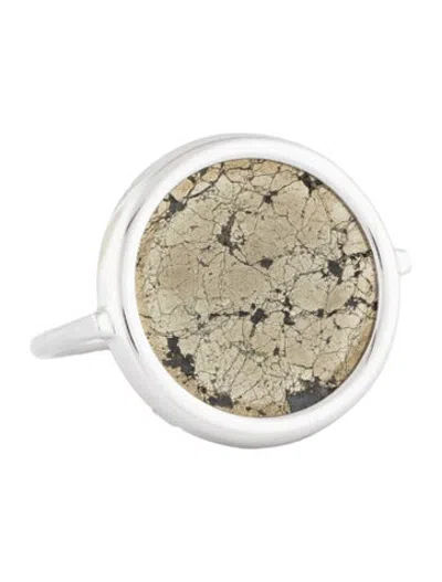 Pre-owned Ginette Ny 18k Pyrite Disc Cocktail Ring In Multicolor