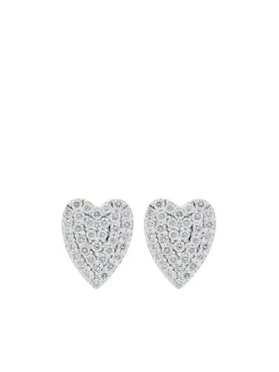 Ginette Ny 18k Rose Gold Diamond Heart Earrings