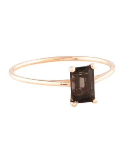 Pre-owned Ginette Ny 18k Smoky Quartz Mini Cocktail Ring In Multicolor