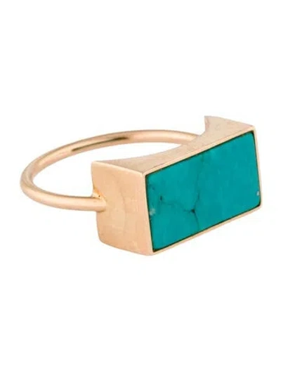 Pre-owned Ginette Ny 18k Turquoise Cocktail Ring In Multi