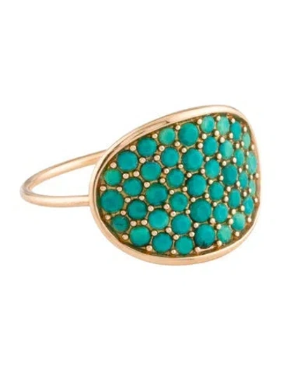 Pre-owned Ginette Ny 18k Turquoise Fallen Sky Sequin Cocktail Ring In Multi