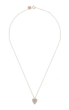 GINETTE NY ANGELE MINI 18K ROSE GOLD DIAMOND HEART ON CHAIN NECKLACE