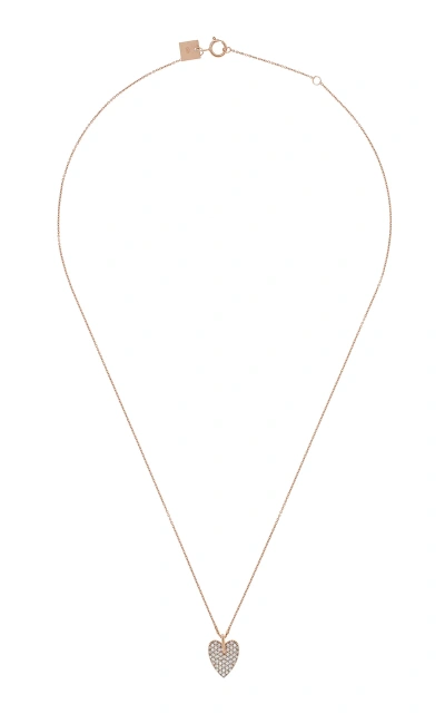 Ginette Ny Angele Mini 14k Rose Gold Diamond Heart On Chain Necklace In Pink