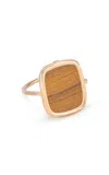 Ginette Ny Antique 18k Rose Gold Tiger's Eye Ring In Brown