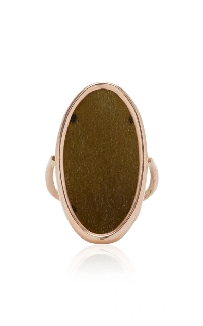 Ginette Ny Ellipse 14k Rose Gold Obsidian Ring In Black