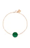 Ginette Ny Ever 18k Rose Gold Malachite Disc Bracelet In Green