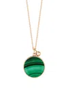 Ginette Ny Ever 18k Rose Gold Malachite Disc On Chain In Green