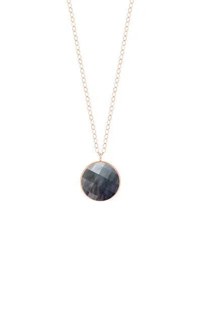 Ginette Ny Jumbo Pixie Ever 18k Rose Gold Mother-of-pearl Disc On Chain In Metallic