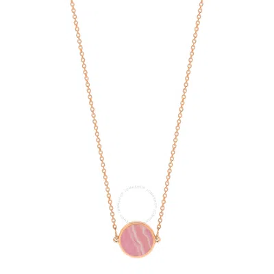 Ginette Ny Ladies 18k Rose Gold Mini Ever Rhodochrosite Disc Necklace In Pink/rose Gold Tone/gold Tone