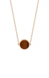 Ginette Ny Mini Ever 18k Rose Gold Tiger's Eye Disc Necklace In Brown