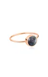 Ginette Ny Mini Pixie Ever 18k Rose Gold Mother-of-pearl Disc Ring In Black