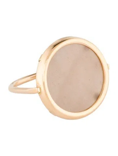 Pre-owned Ginette Ny Moonstone Ever Disc Ring In Grey
