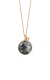 Ginette Ny Pixie Ever 18k Rose Gold Mother-of-pearl Disc On Chain In Black