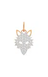 Ginette Ny Wolf 18k Rose Gold Diamond Charm