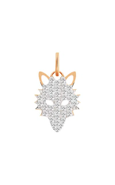 Ginette Ny Wolf 18k Rose Gold Diamond Charm