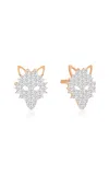Ginette Ny Wolf 18k Rose Gold Diamond Earrings In White