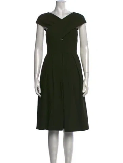 Pre-owned Ginger & Smart Off-the-shoulder Midi Length Dress In Green
