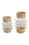 Ginger Birch Studio Glass & Rattan Set Of 2 Vase Set In Clear