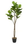 Ginger Birch Studio Green Faux Foliage Artificial Fiddle Fig Leaf Tree In Green