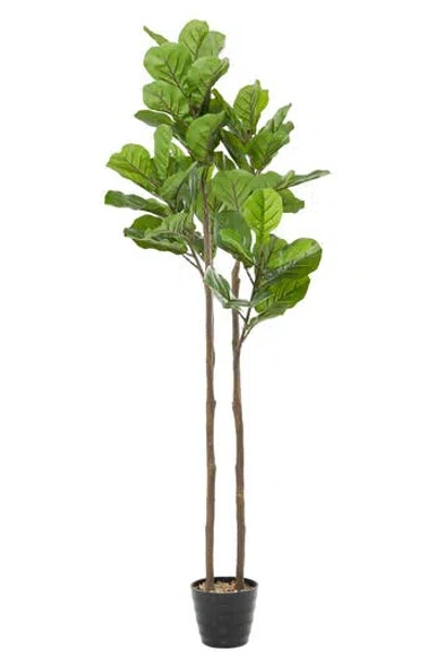 Ginger Birch Studio Green Faux Foliage Artificial Fiddle Fig Leaf Tree