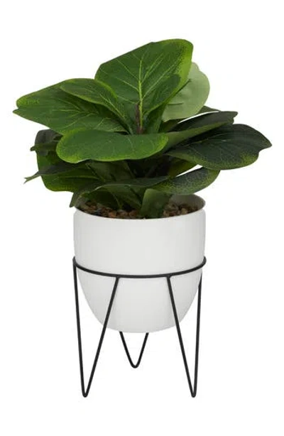 Ginger Birch Studio Green Faux Foliage Potted Artificial Fiddle Fig Leaf Tree