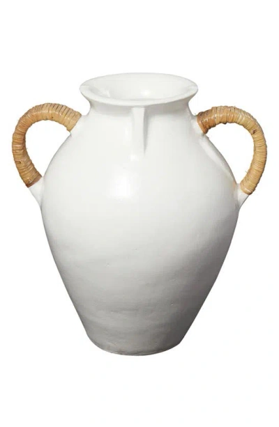 Ginger Birch Studio Jute Handle Terracotta Vase In White