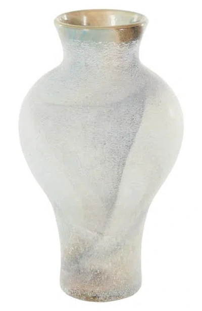 Ginger Birch Studio Marbled Glass Vase In Cream