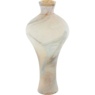 Ginger Birch Studio Marbled Glass Vase In Cream