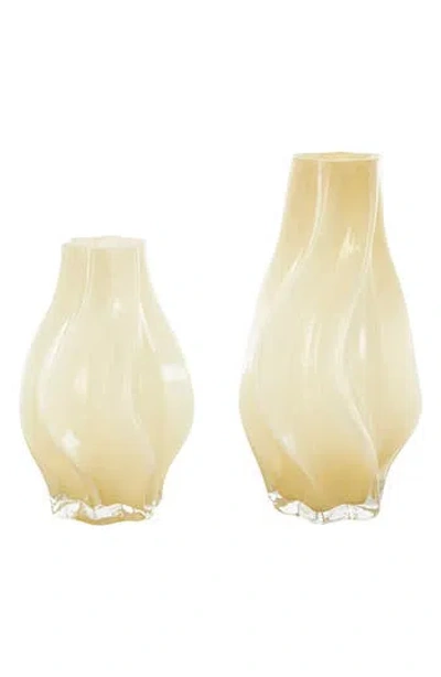 Ginger Birch Studio Set Of 2 Glass Vases In Yellow