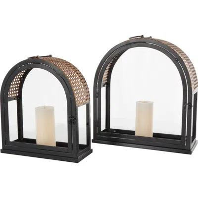 Ginger Birch Studio Set Of 2 Lantern Candleholders In Black
