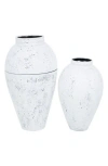Ginger Birch Studio Set Of 2 Metal Vases In White