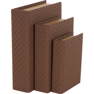 Ginger Birch Studio Set Of 3 Faux Leather Book Boxes In Transparent