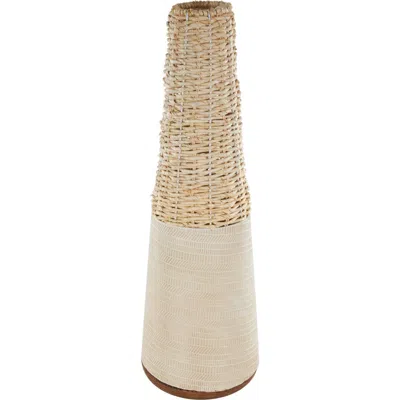Ginger Birch Studio Two-tone Rattan Vase In Light Brown