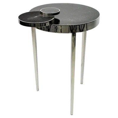 Pre-owned Ginger Brown Art Deco Side Table By , Stainless Steel & Stone, France In Gray