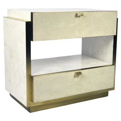Pre-owned Ginger Brown Bedside Table In White Rock Crystal With Brass By