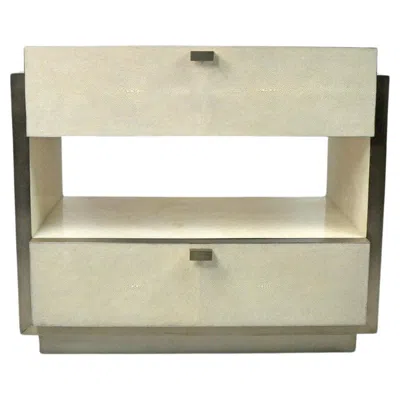 Pre-owned Ginger Brown Bedside Table In White Rock Crystal With Steel Trims By