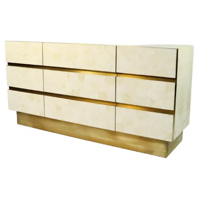 Pre-owned Ginger Brown Cabinet In White Rock Crystal And Brass By