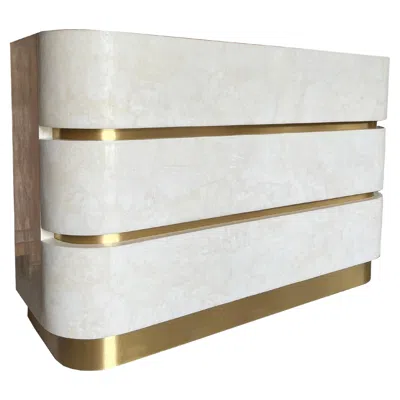 Pre-owned Ginger Brown Chest Of Drawers In White Rock Crystal And Brass By