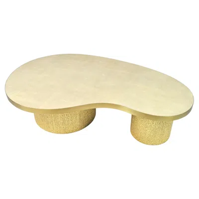 Pre-owned Ginger Brown Coffee Table In Shagreen And Gold Fiber Marquetry By